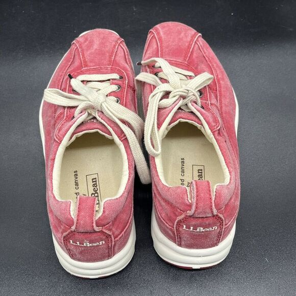 LL BEAN Women’s Red sunwashed Canvas Lace Up Sneakers Shoes Size 6 M 05330 - Picture 6 of 8